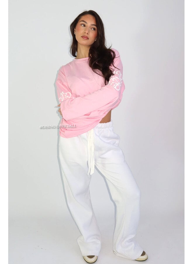 PINK - 'MONOGRAM LONGSLEEVE' - OVERSIZED PRIORITY LONGSLEEVE TEE