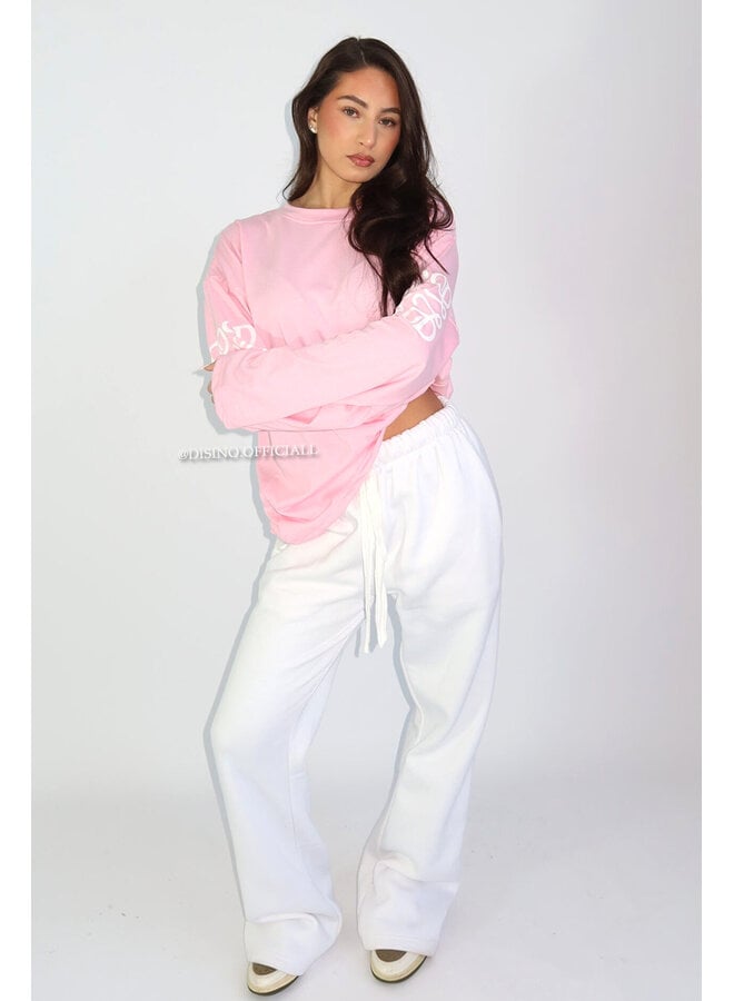 PINK - 'MONOGRAM LONGSLEEVE' - OVERSIZED PRIORITY LONGSLEEVE TEE