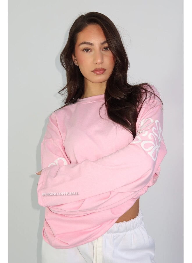 PINK - 'MONOGRAM LONGSLEEVE' - OVERSIZED PRIORITY LONGSLEEVE TEE
