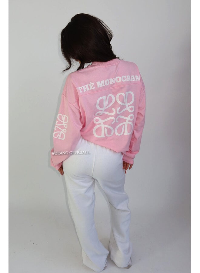 PINK - 'MONOGRAM LONGSLEEVE' - OVERSIZED PRIORITY LONGSLEEVE TEE