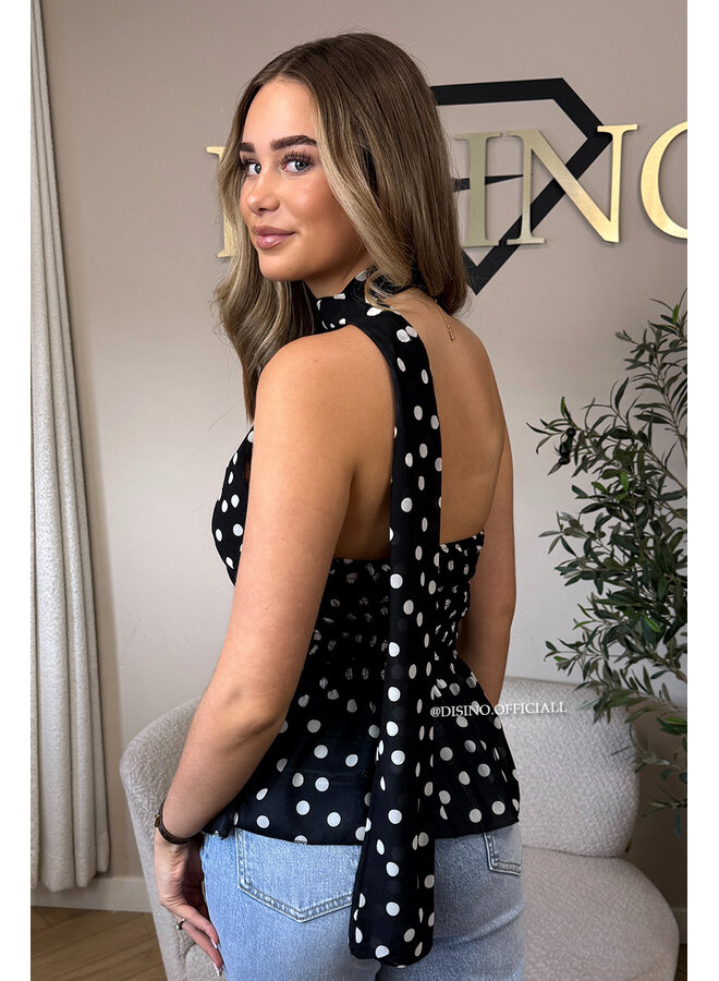 BLACK - 'VALERIE TOP' - POLKADOT CUTE TOP