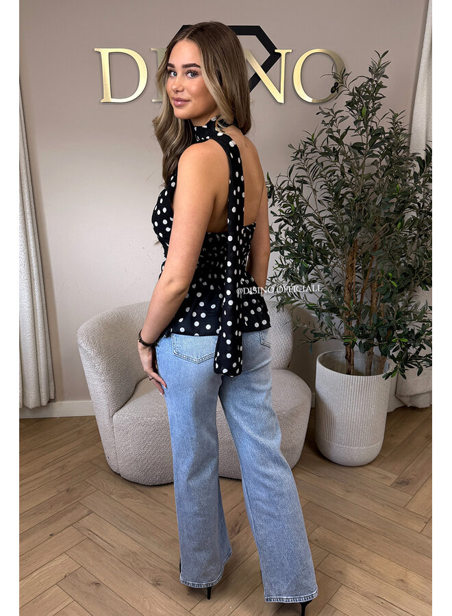 BLACK - 'VALERIE TOP' - POLKADOT CUTE TOP