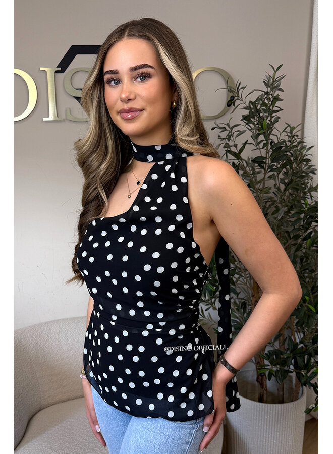 BLACK - 'VALERIE TOP' - POLKADOT CUTE TOP