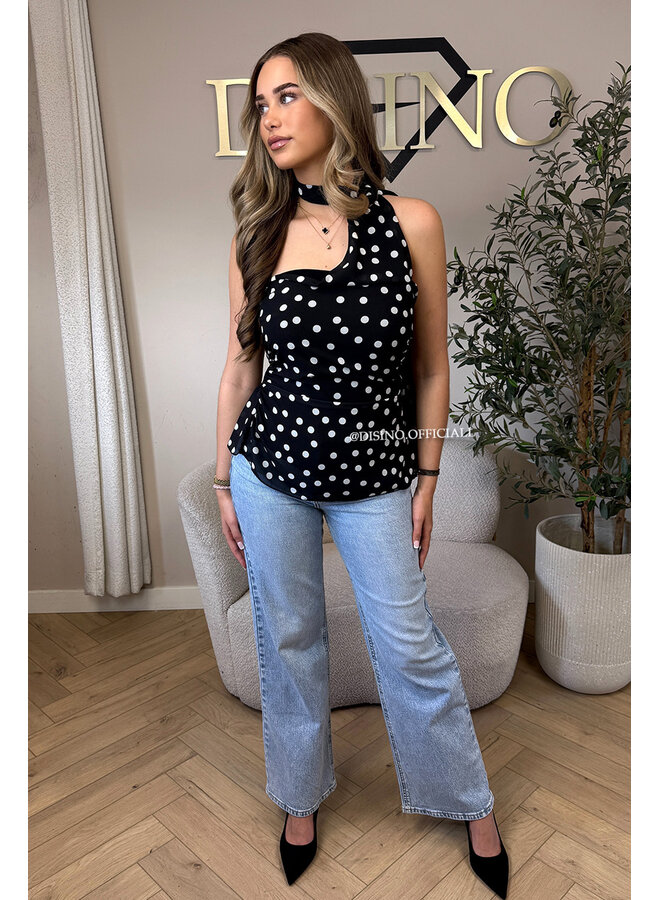 BLACK - 'VALERIE TOP' - POLKADOT CUTE TOP