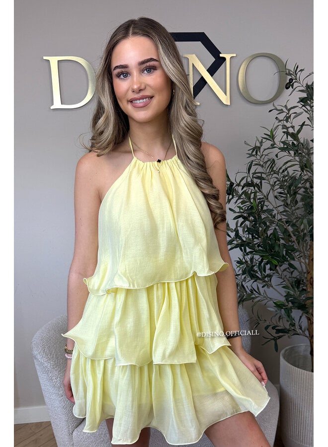 YELLOW - 'ROSALIA DRESS' - LAYERED RUFFLE DRESS