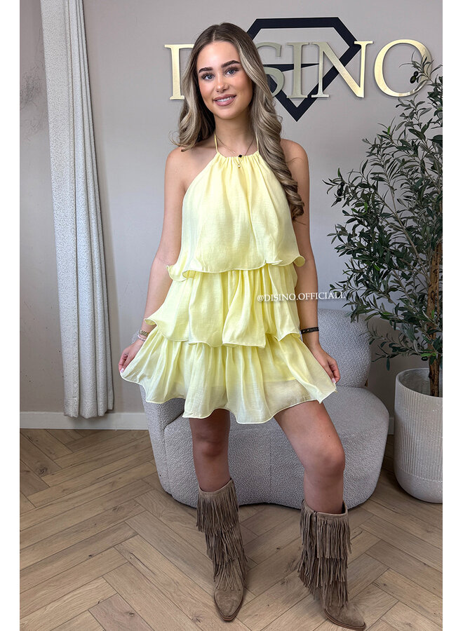 YELLOW - 'ROSALIA DRESS' - LAYERED RUFFLE DRESS