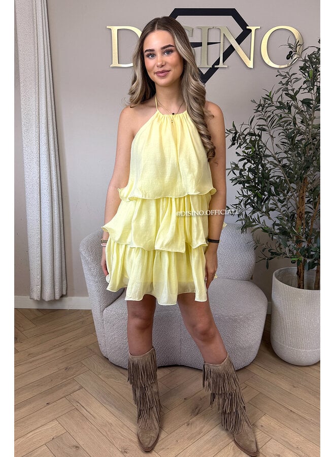 YELLOW - 'ROSALIA DRESS' - LAYERED RUFFLE DRESS
