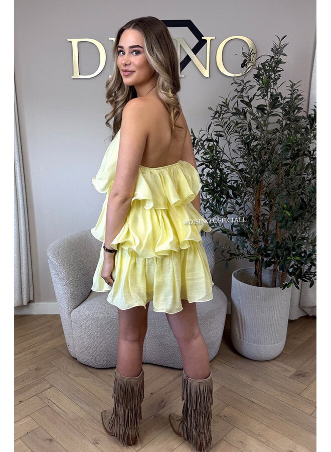 YELLOW - 'ROSALIA DRESS' - LAYERED RUFFLE DRESS