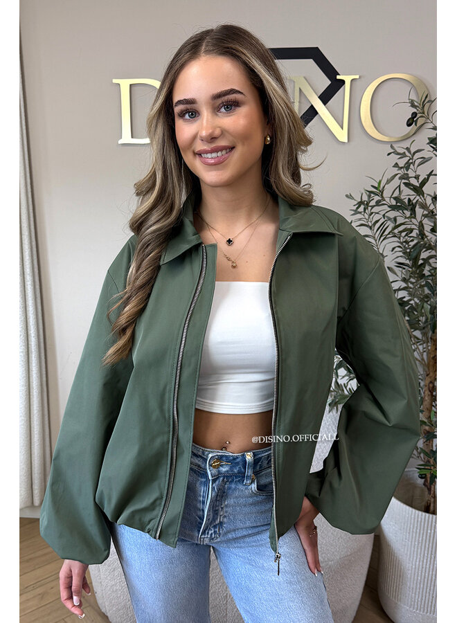 ARMY GREEN - 'SAPHIRA V2 JACKET' - MINIMAL CHIC JACKET