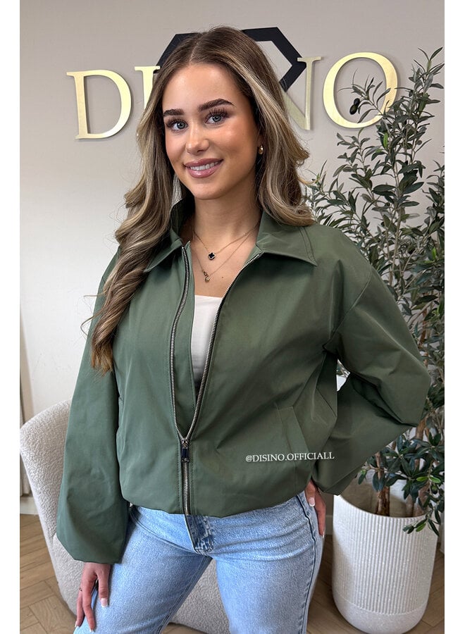 ARMY GREEN - 'SAPHIRA V2 JACKET' - MINIMAL CHIC JACKET