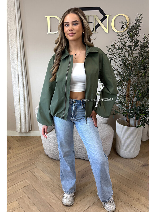 ARMY GREEN - 'SAPHIRA V2 JACKET' - MINIMAL CHIC JACKET