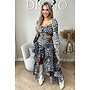 GREY - 'NAYLA LEO SET' - LAYERED RUFFLE FESTIVAL TOP + MAXI SKIRT SET