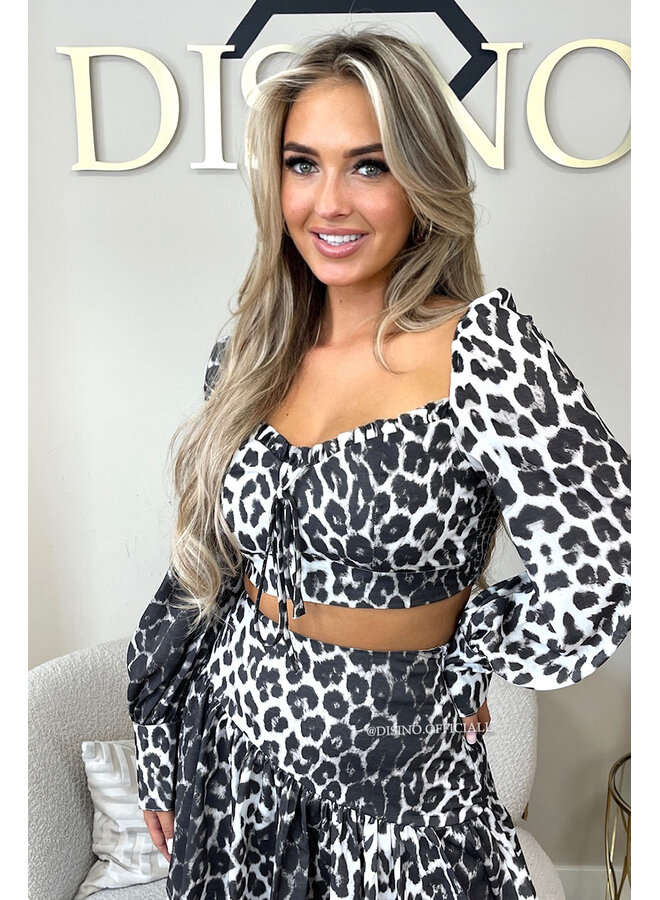 GREY - 'NAYLA LEO SET' - LAYERED RUFFLE FESTIVAL TOP + MAXI SKIRT SET