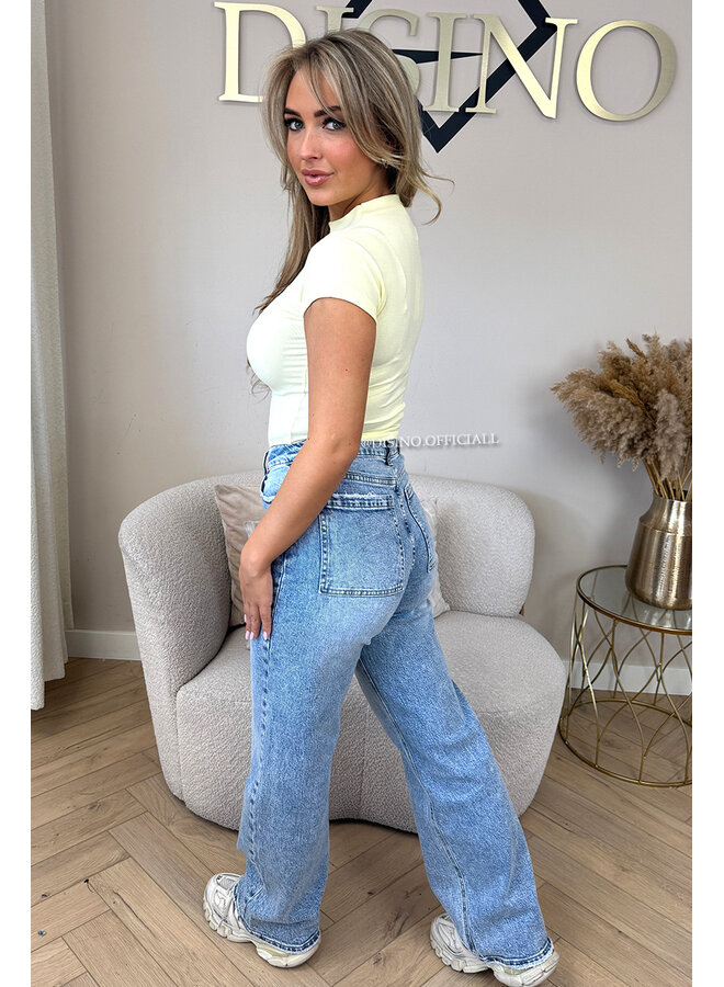YELLOW - 'MIA SHORTSLEEVE TOP' - PERFECT FIT HIGH NECK SHORTSLEEVE TOP