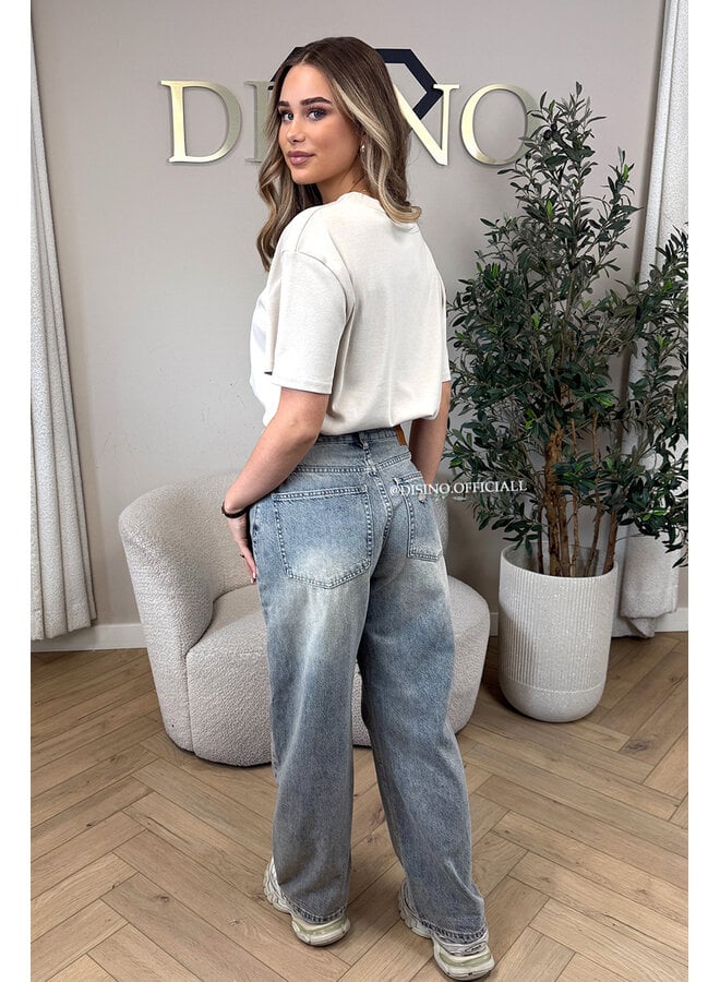 DIRTY BLUE - 'PRATO JEANS' - RIPPED BARREL JEANS