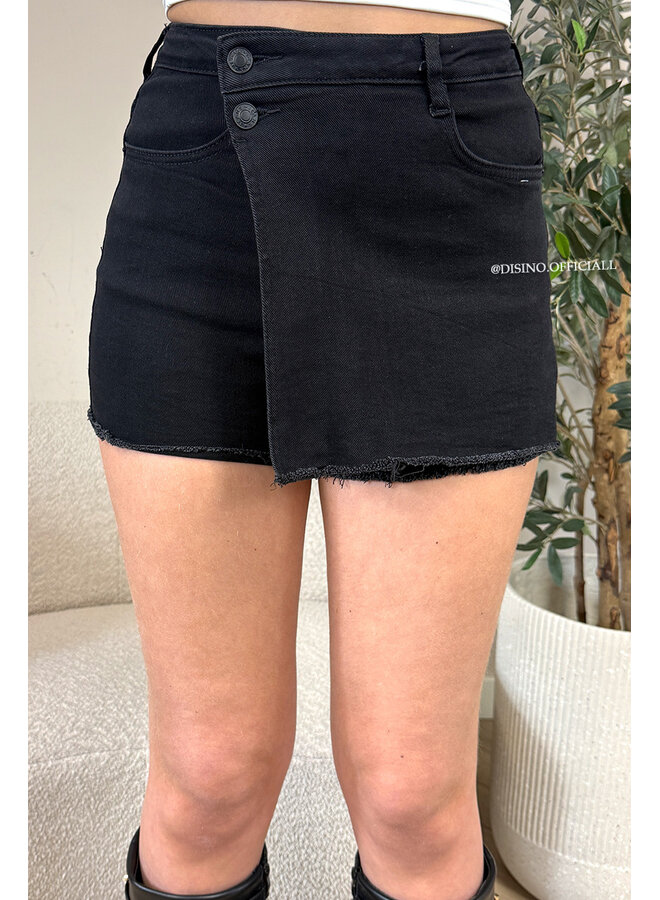 BLACK - 'NIVA SKORT' - STRETCH DENIM SKORT
