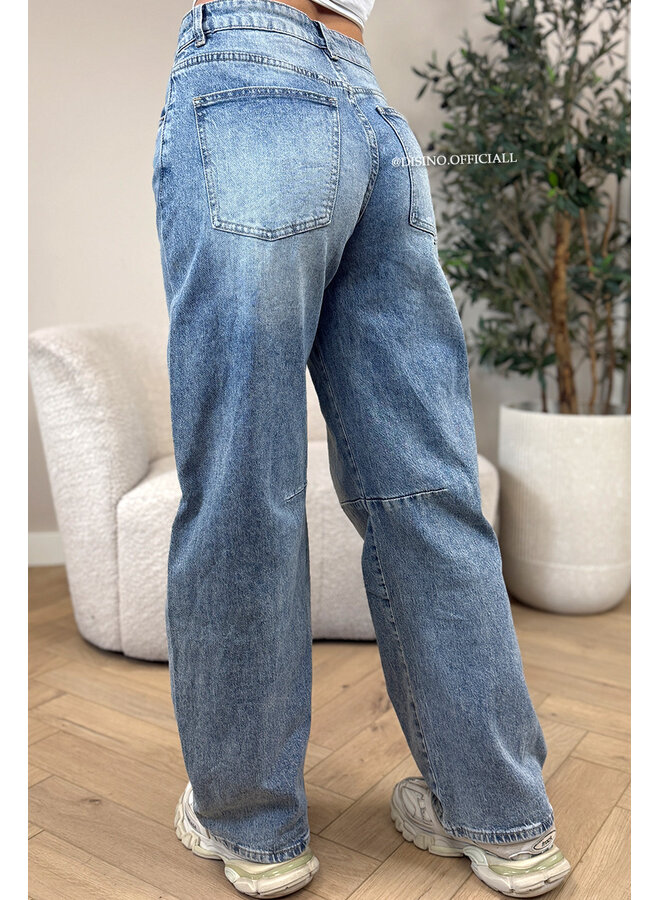 BLUE - 'GENOA JEANS' - STRETCH BALLOON LEG JEANS