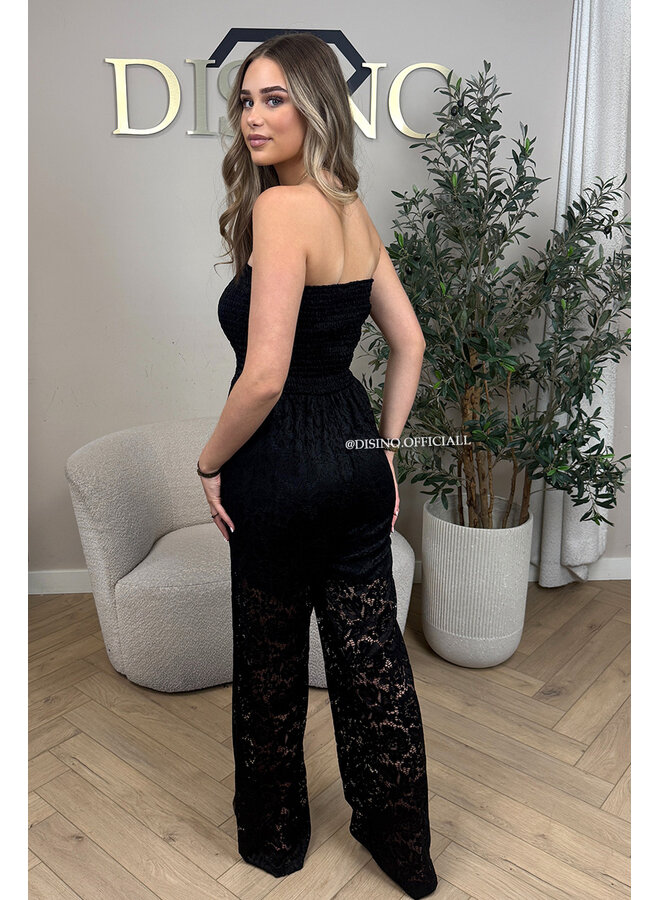 BLACK - 'ELIN V2 JUMPSUIT' - STRAPLESS LACE JUMPSUIT