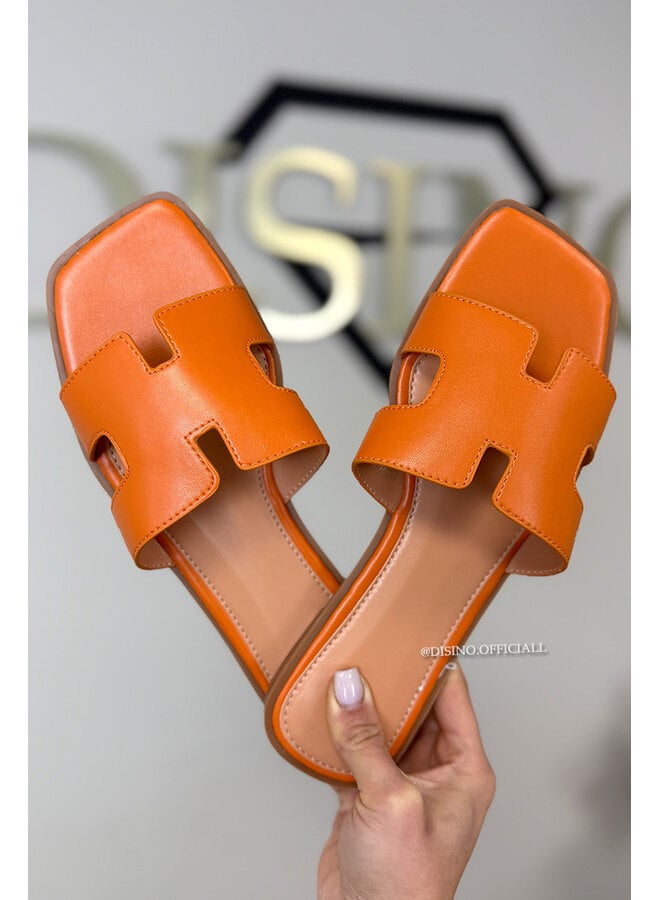 ORANGE - 'H-SLIDERS' - DESIGNER INSPIRED SLIPPERS