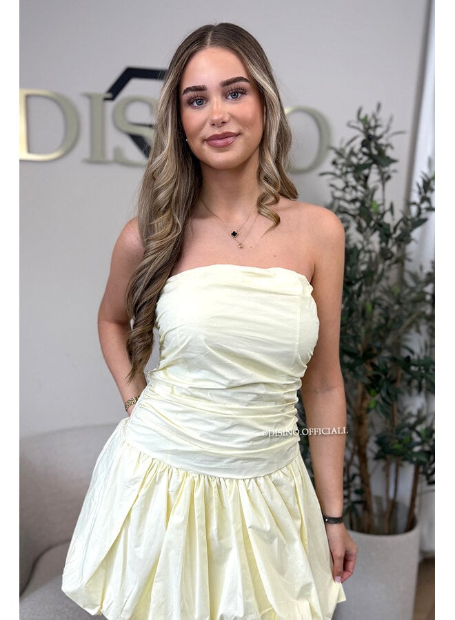 YELLOW - 'NOVELLA DRESS' - BALLOON SKIRT STRAPLESS DRESS