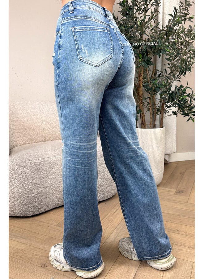 DIRTY BLUE - 'RIO JEANS' - SUPER STRETCH HIGH WAIST WIDE LEG JEANS