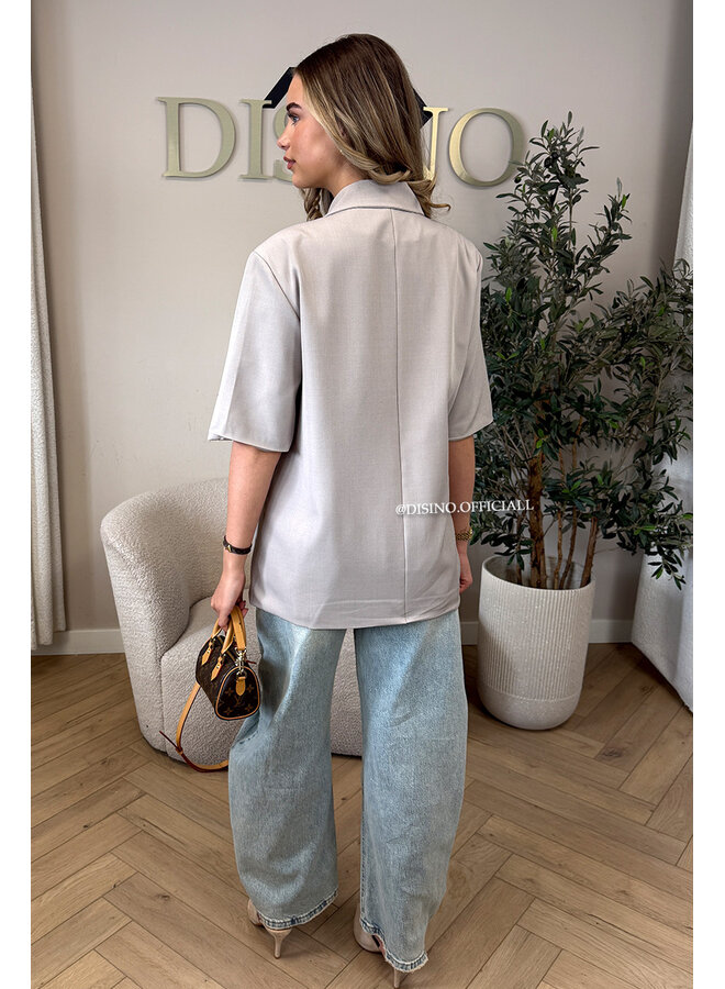 TAUPE - 'MAEVA BLAZER' - OVERSIZED SHORT SLEEVE BLAZER DRESS