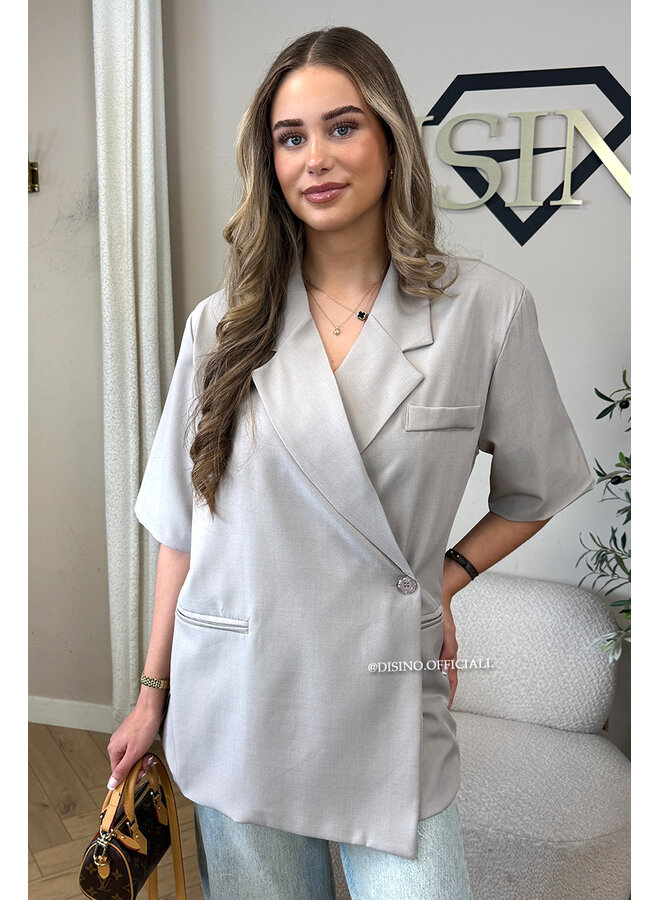 TAUPE - 'MAEVA BLAZER' - OVERSIZED SHORT SLEEVE BLAZER DRESS