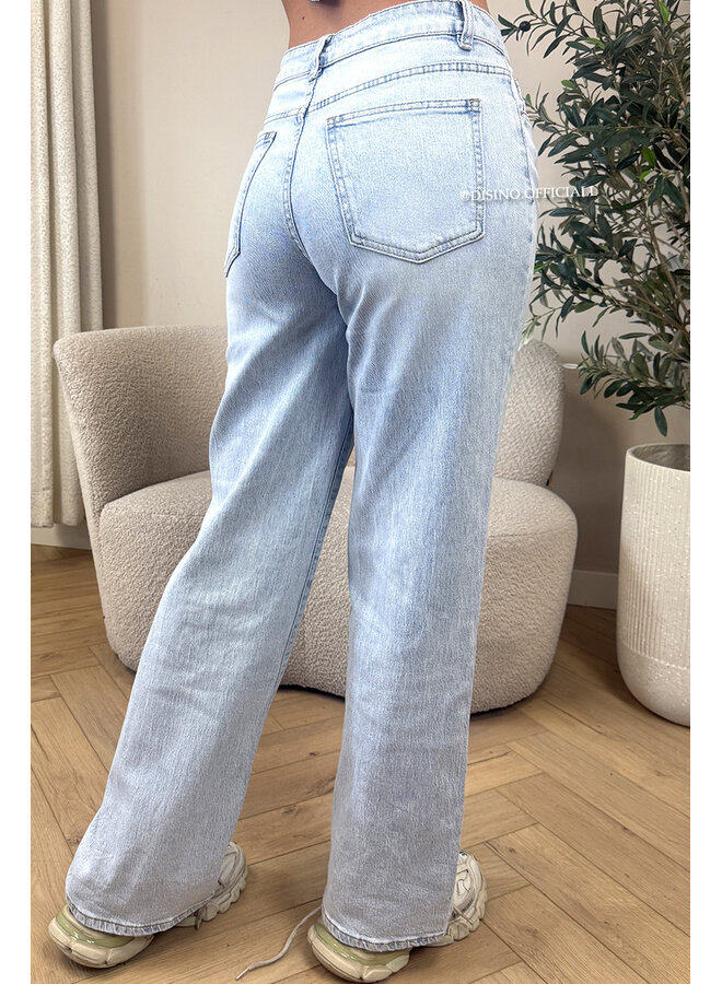 LIGHT BLUE - 'MILANO JEANS' - PERFECT WASHING STRETCH WIDE LEG JEANS