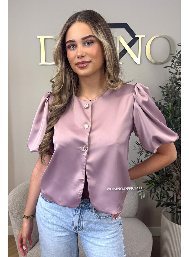 PINK - 'ELODIE TOP' - EXCLUSIVE SATIN BUTTON UP TOP