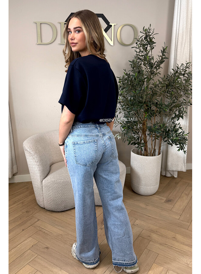 LIGHT BLUE - 'VERONA V2' - STRETCH WIDE LEG JEANS