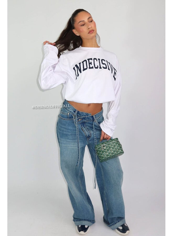 WHITE - 'INDECISIVE LONGSLEEVE' - OVERSIZED PRIORITY LONGSLEEVE TEE