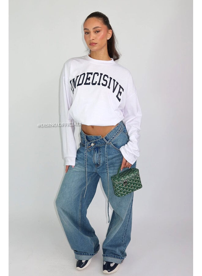 WHITE - 'INDECISIVE LONGSLEEVE' - OVERSIZED PRIORITY LONGSLEEVE TEE