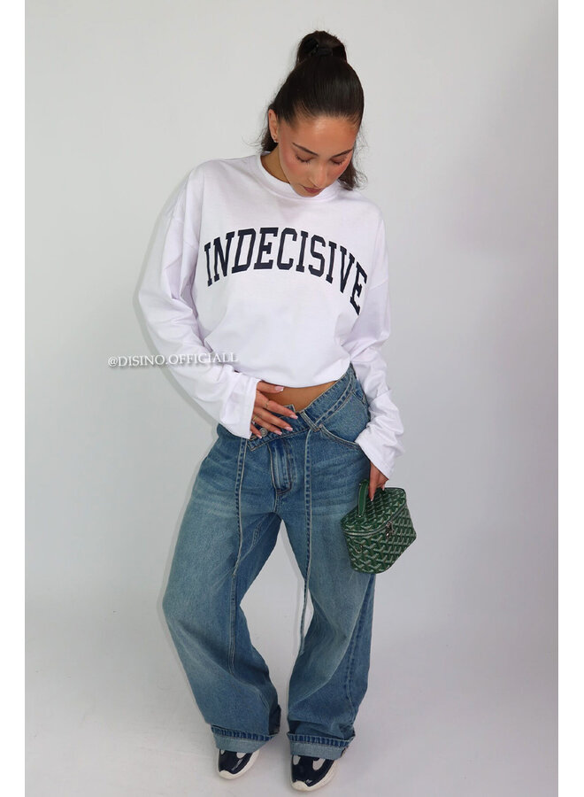 WHITE - 'INDECISIVE LONGSLEEVE' - OVERSIZED PRIORITY LONGSLEEVE TEE