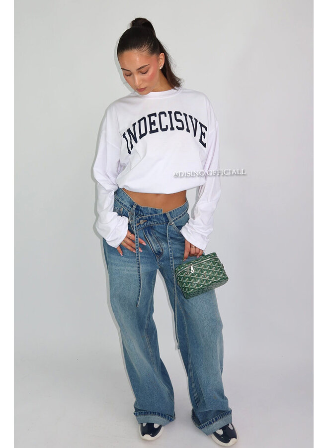 WHITE - 'INDECISIVE LONGSLEEVE' - OVERSIZED PRIORITY LONGSLEEVE TEE