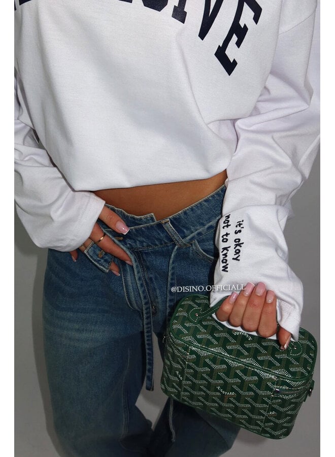 WHITE - 'INDECISIVE LONGSLEEVE' - OVERSIZED PRIORITY LONGSLEEVE TEE