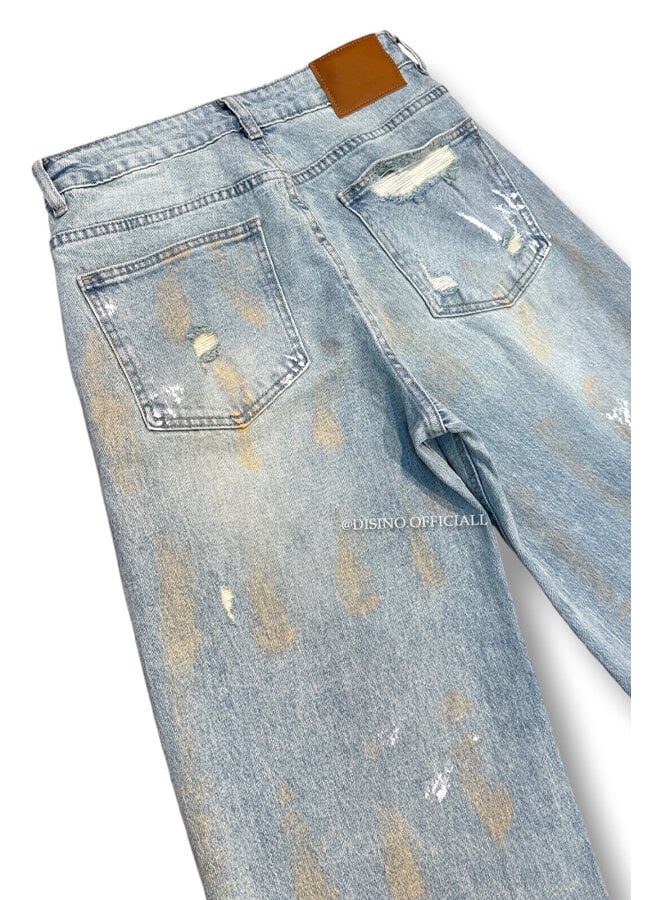 VINTAGE - 'LOUA JEANS' - STRETCH GRAFFITI WIDE LEG JEANS