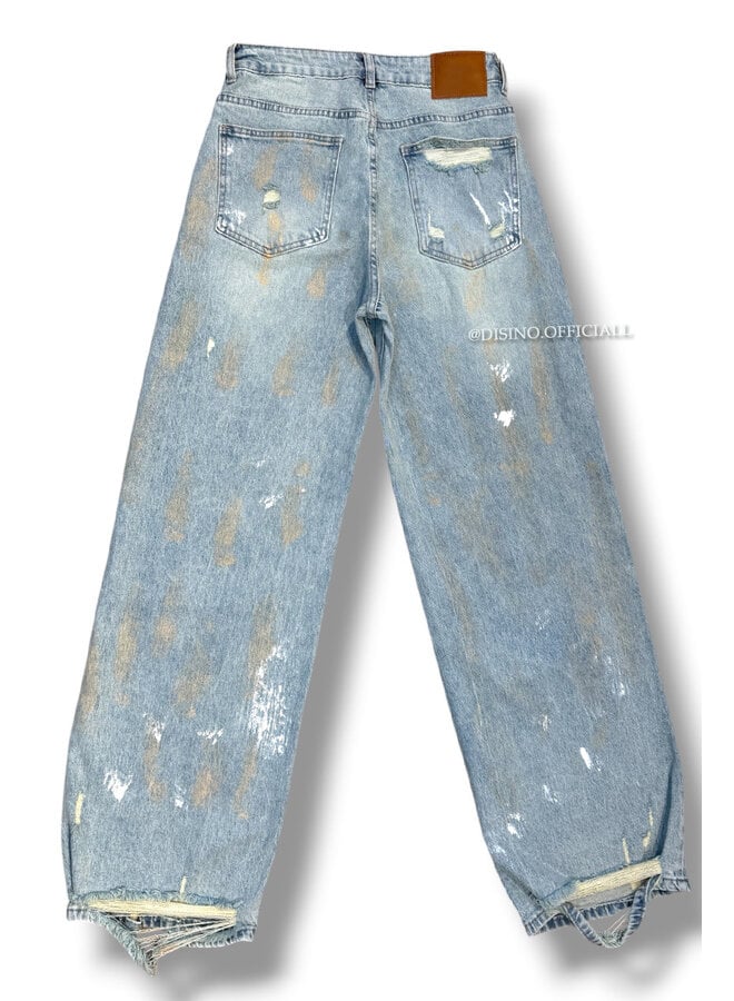 VINTAGE - 'LOUA JEANS' - STRETCH GRAFFITI WIDE LEG JEANS