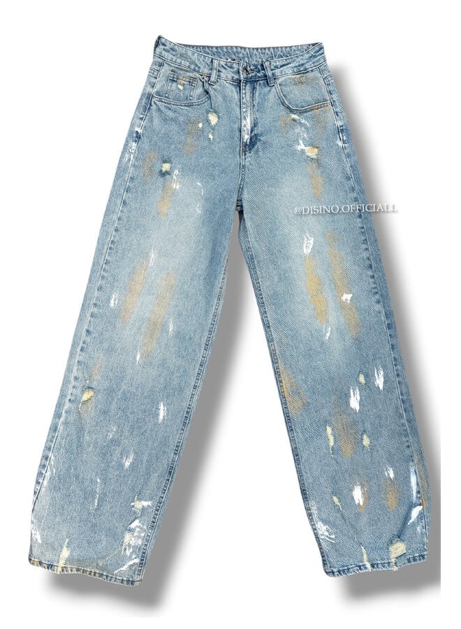 VINTAGE - 'LOUA JEANS' - STRETCH GRAFFITI WIDE LEG JEANS