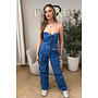 BLUE - 'YADE JUMPSUIT' - DENIM CARGO POCKET DENIM JUMPSUIT