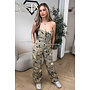 CAMEL - 'YADE JUMPSUIT' - DENIM CARGO POCKET DENIM JUMPSUIT