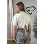 BEIGE - 'CARMEN BLOUSE' - OPEN BACK SHORT SLEEVE SHIRT