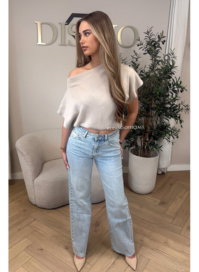 BEIGE - 'LUNA TOP' - PREMIUM QUALITY ONE SHOULDER TOP