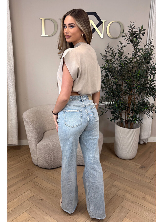LIGHT BLUE VINTAGE - 'VANCOUVER' - STRETCH EXTRA LONG WIDE LEG JEANS