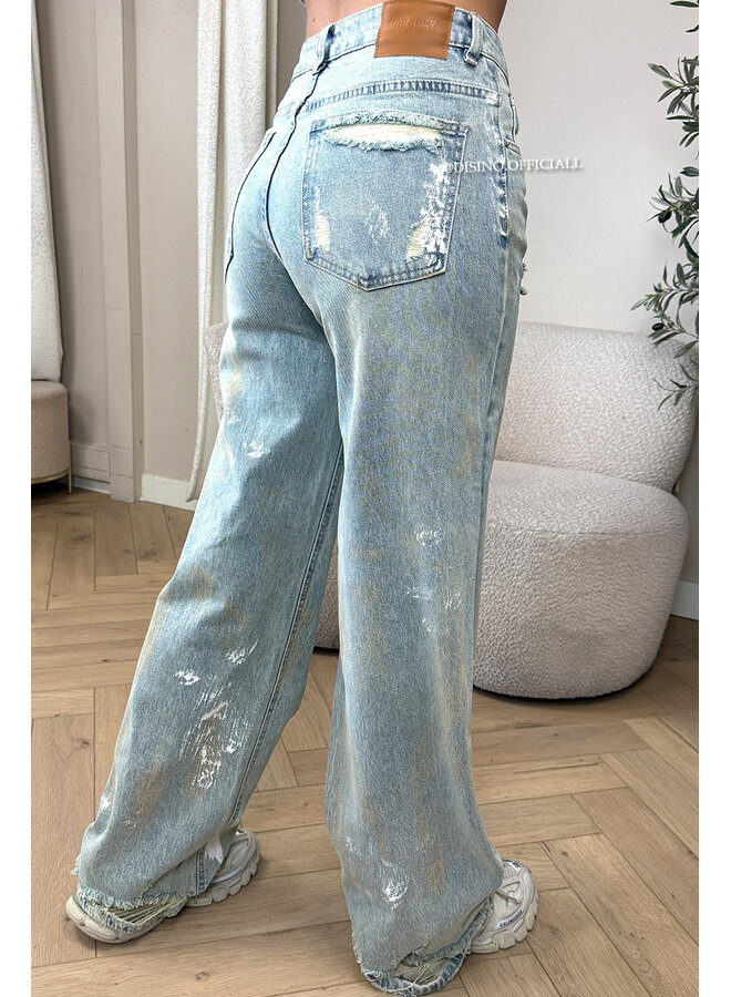 VINTAGE - 'LOUA JEANS' - STRETCH GRAFFITI WIDE LEG JEANS
