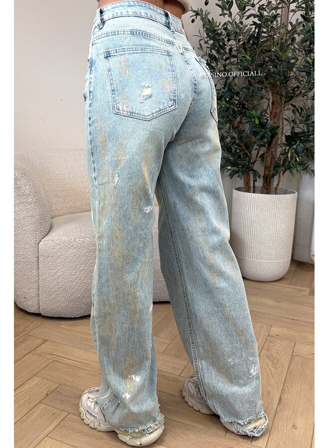 VINTAGE - 'LOUA JEANS' - STRETCH GRAFFITI WIDE LEG JEANS