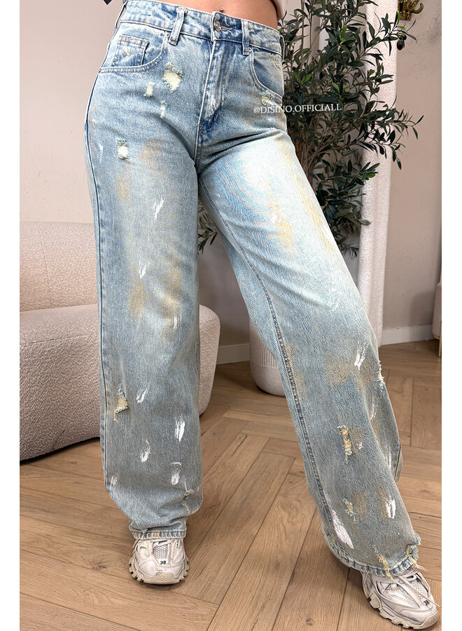 VINTAGE - 'LOUA JEANS' - STRETCH GRAFFITI WIDE LEG JEANS