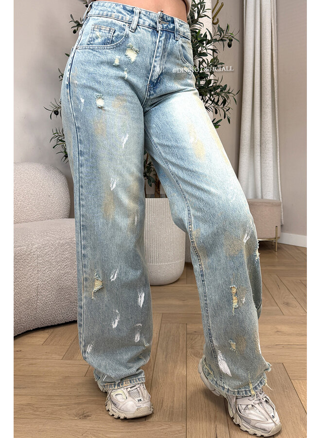 VINTAGE - 'LOUA JEANS' - STRETCH GRAFFITI WIDE LEG JEANS