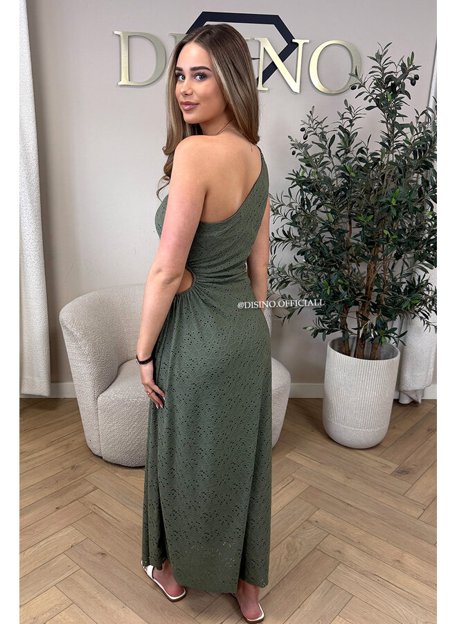 ARMY GREEN - 'ROSALYN DRESS' - CROCHET LACE SUMMER DRESS