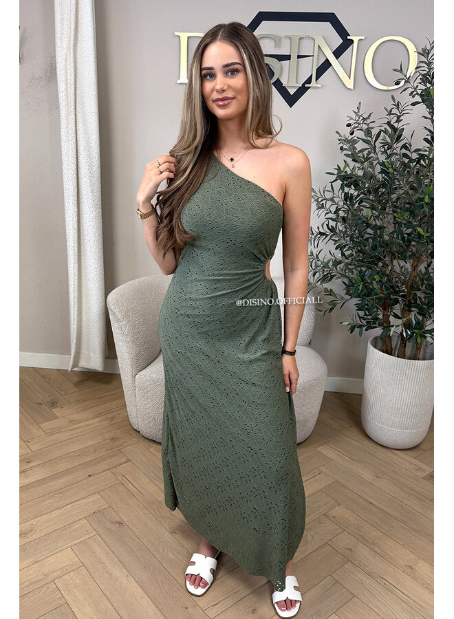 ARMY GREEN - 'ROSALYN DRESS' - CROCHET LACE SUMMER DRESS