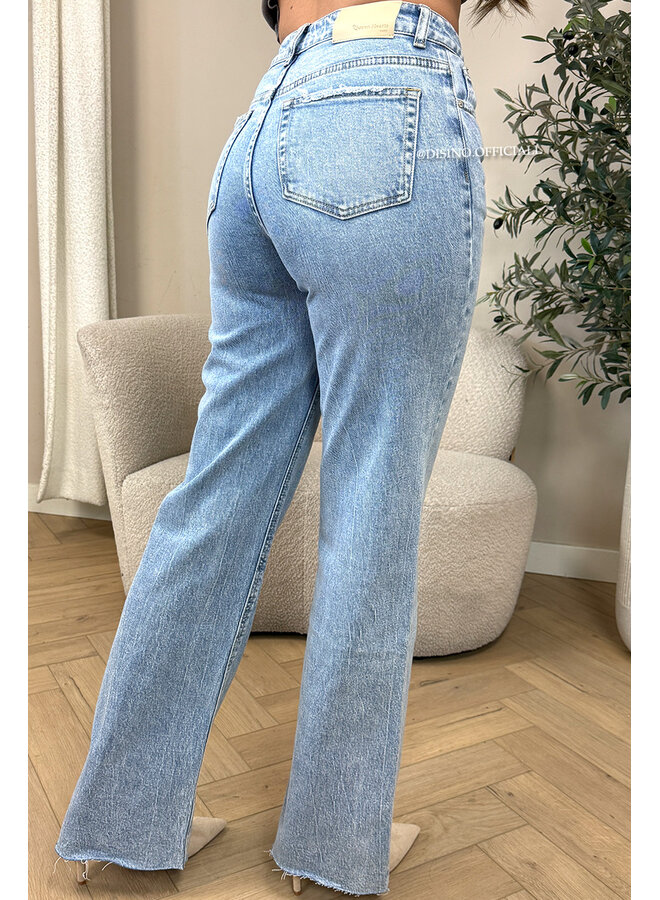 BLUE - 'VANCOUVER' - STRETCH EXTRA LONG WIDE LEG JEANS